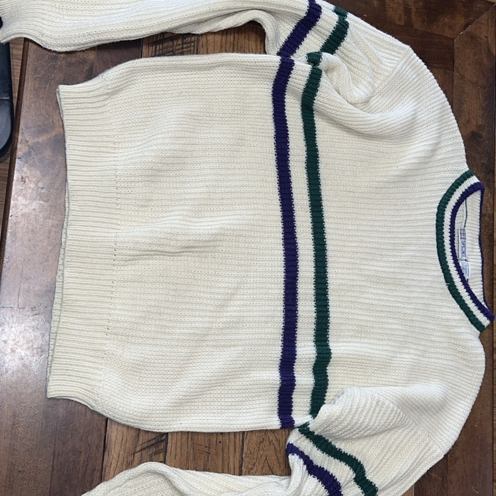 Sporty Cream Sweater with Stripes